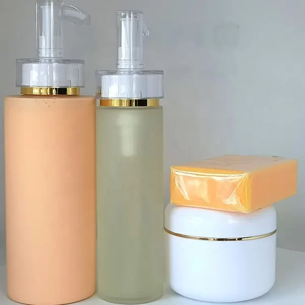 Papaya whitening set fast bleaching set no side effect organic face cream body lotion body oil handmade soap